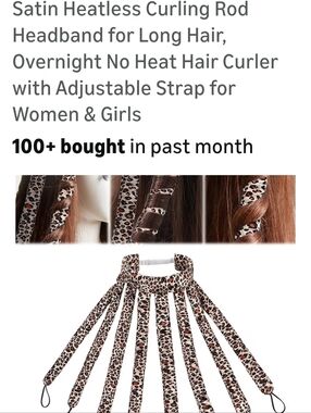 Leopard Print Satin Heatless Curling Rod Headband - Brown/Black/Cream